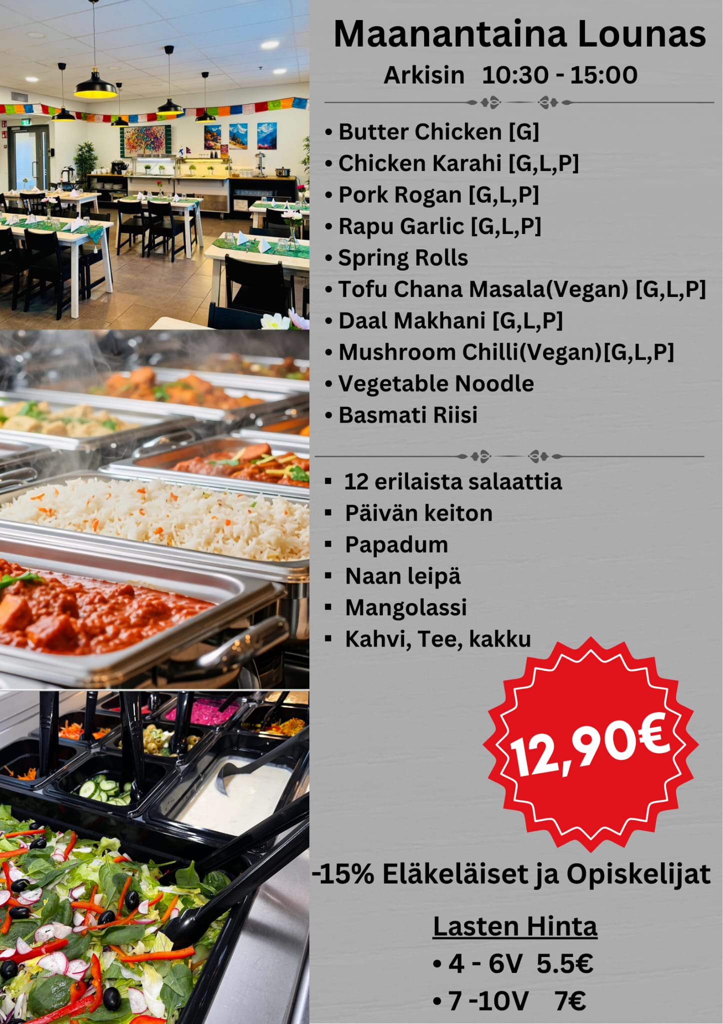 Monday lunch menu